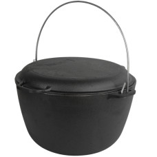 Казан чавунний туристичний 10 л з кришкою-сковородою