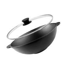 Чавунна сковорода WOK з кришкою 3,7 л