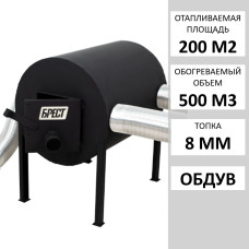 Піч Буржуйка Булер'ян Брест 500 з горизонтальними виходами. 8 мм