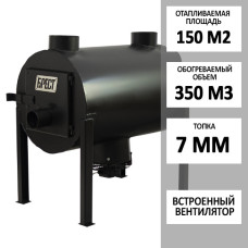 Піч Буржуйка Булер'ян Брест 350 з обдувом, плюс вбудований вентилятор. 7 мм