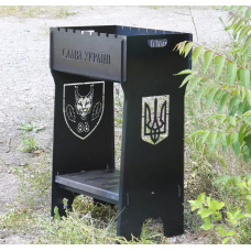 Високий мангал PAN на 8 шампурів, 3 мм. Розбірний, з дровнею